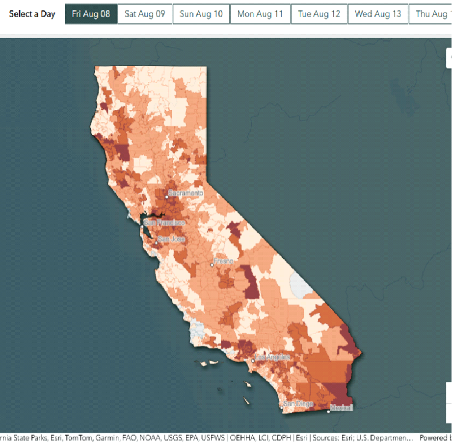CalHeatScore results on August 8, 2025